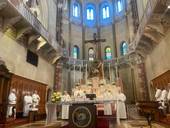 celebrazione della Messa nel Duomo di Pieve di Soligo, dove si trova la tomba del beato Giuseppe Toniolo