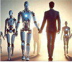 Una società di umani e robot che vivono fianco a fianco