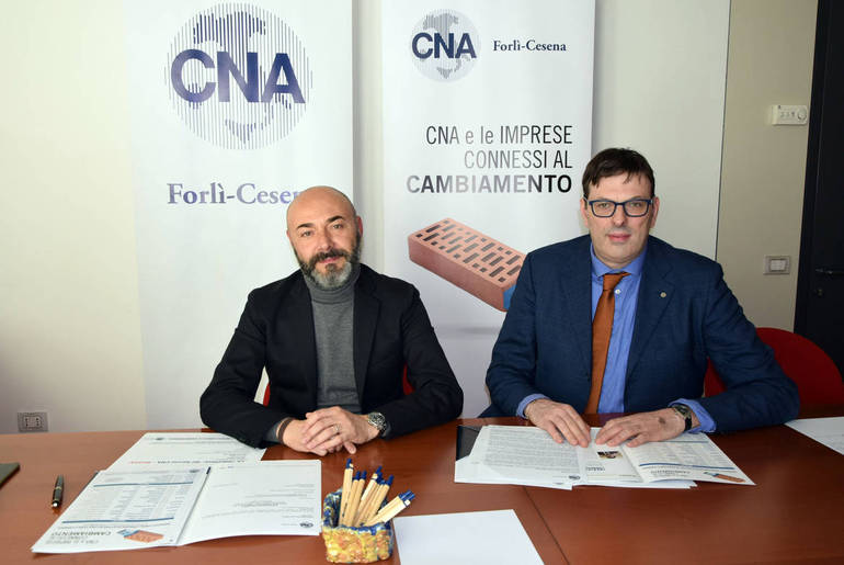 Nella foto: Lorenzo Zanotti e Franco Napolitano, rispettivamente presidente e direttore generale di Cna Forlì-Cesena