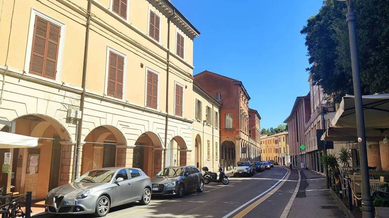 Gli ultimi metri di Corso Garibaldi e l'inizio di Corso Ubaldo Comandini a Cesena