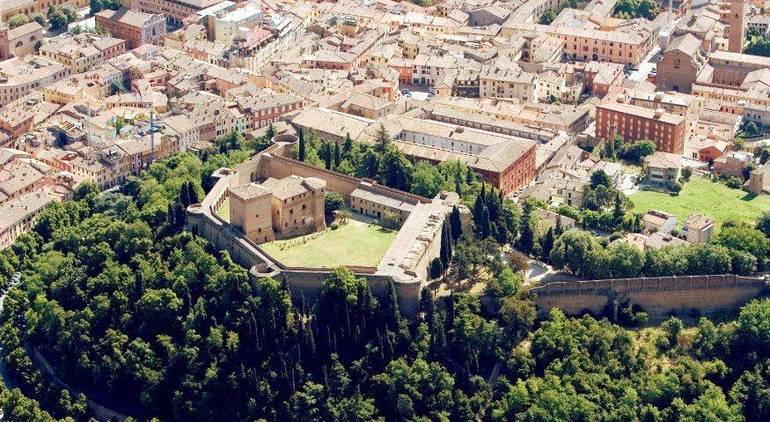 Foto d'archivio. La città di Cesena vista dall'alto