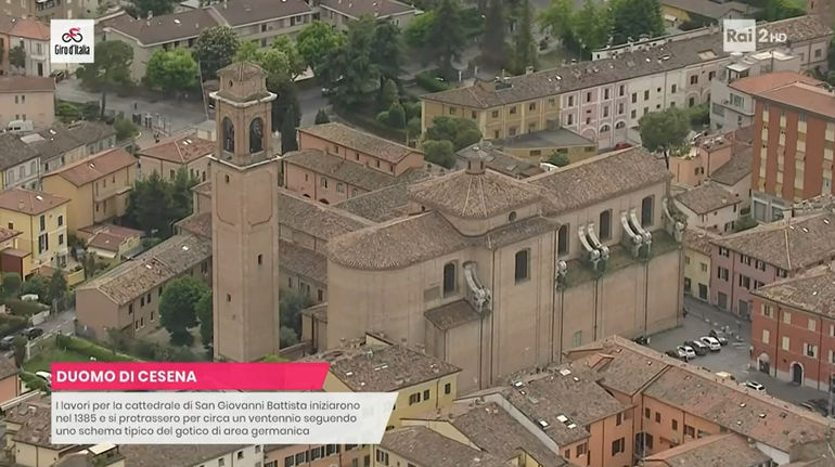 Il Giro d'Italia passa da Cesena, la Rai "trasferisce" la cattedrale a Sant'Agostino