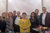 Alla destra del ministro Teresa Bellanova, il candidato alle Regionali nella lista Bonaccini, il noto otorinolaringoiatra Claudio Vicini