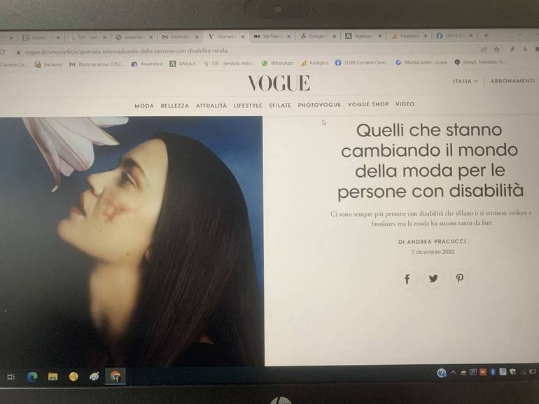 La pagina come appare sul sito della rivista Vogue