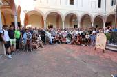 Il gruppone delle parrocchie di Villachiaviche a Gattolino, questa mattina al Monte di Cesena