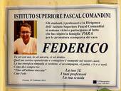 La morte del giovane Federico Para. Il manifesto della scuola. 