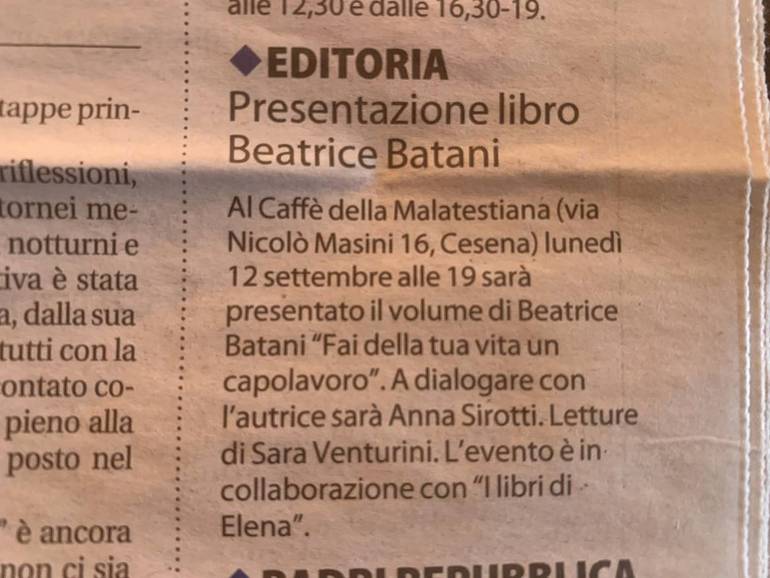 La notizia apparsa sul Corriere Cesenate in edicola da giovedì scorso