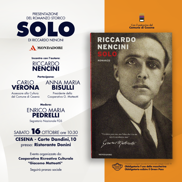 Riccardo Nencini presenta il suo romanzo storico su Giacomo Matteotti