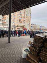 Ucraina, 1 marzo 2022: Centro di accoglienza profughi a Lviv (Leopoli). Colonna mobile per profughi. (Foto Ansa/SIR)