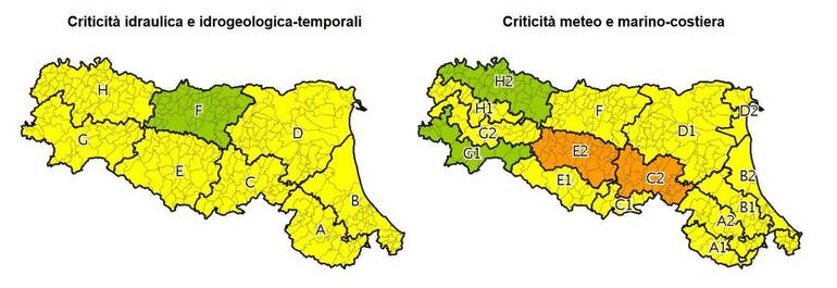 Allerta gialla per pioggia in Romagna e possibile neve nel forlivese