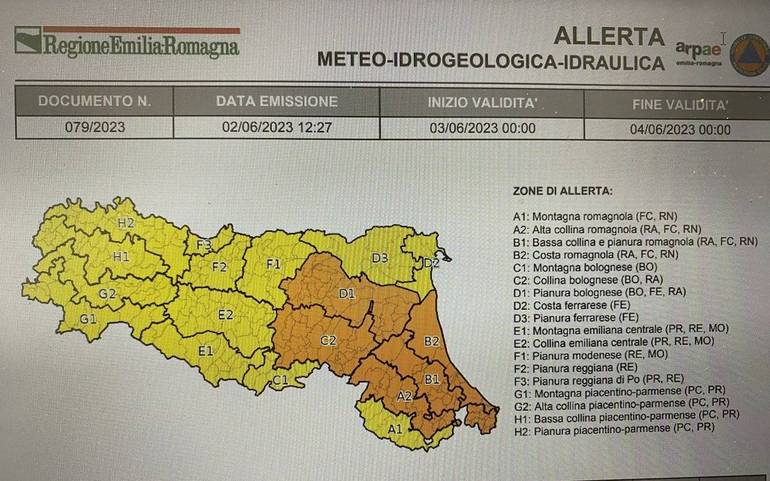 Allerta meteo arancione sulla Romagna 