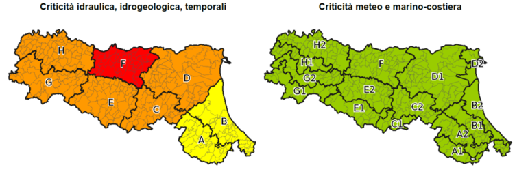 Allerta meteo gialla in Romagna, rossa e arancione in Emilia