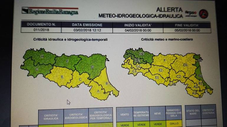 Allerta meteo (giallo) per gelo in gran parte dell'Emilia Romagna, territorio cesenate compreso