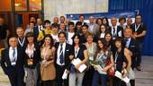 Un gruppo di Confcommercio Forlì-Cesena questa mattina all'assemblea nazionale all'auditorium di via della Conciliazione a Roma