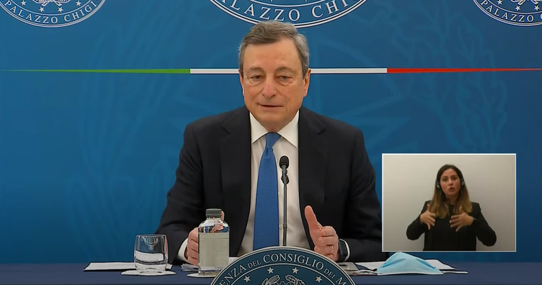 Mario Draghi oggi in conferenza stampa