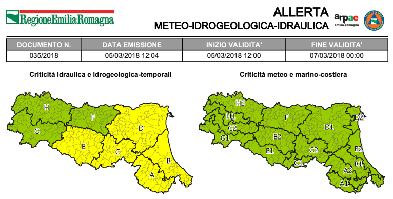 Emilia Romagna, allarme frane e alluvioni