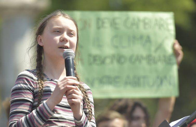 Greta Thunberg ieri a Roma (Foto agensir.it)