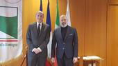 Il presidente della Regione Bonaccini e l'ambasciatore Masset