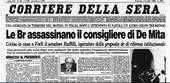 Apertura del Corriere della Sera, 33 anni fa