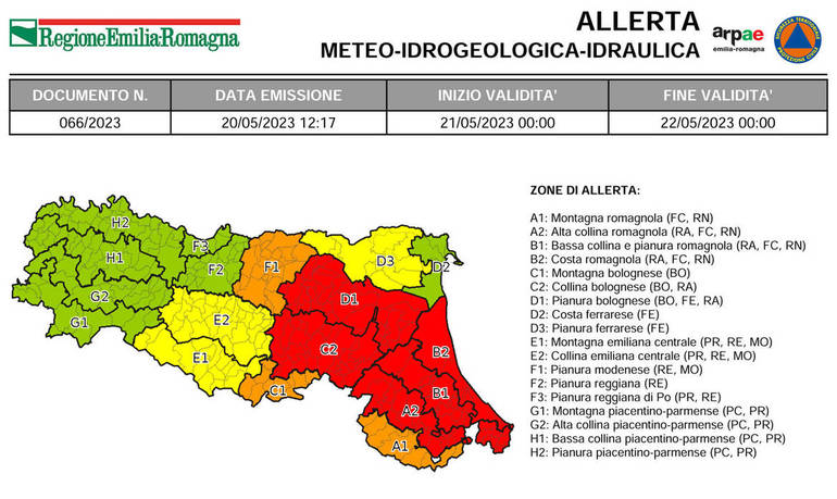 Meteo: è allerta rossa idrogeologica per le  problematiche già presenti sul territorio