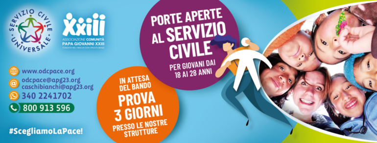 Servizio civile: la Papa Giovanni XXIII offre posti in Italia e all'estero