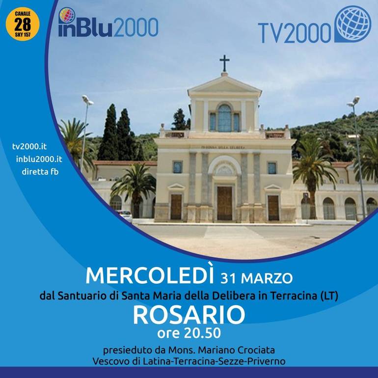 Tv2000: oggi il rosario dal santuario di Santa Maria della Delibera a Terracina, con monsignor Crociata