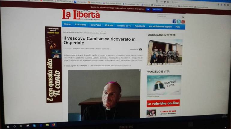Nella foto la pagina del sito online del settimanale diocesano di Reggio Emilia "La Libertà"