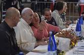 Papa Francesco a Bologna il primo ottobre 2017. Il pranzo con i poveri. www.photo.va/SIR