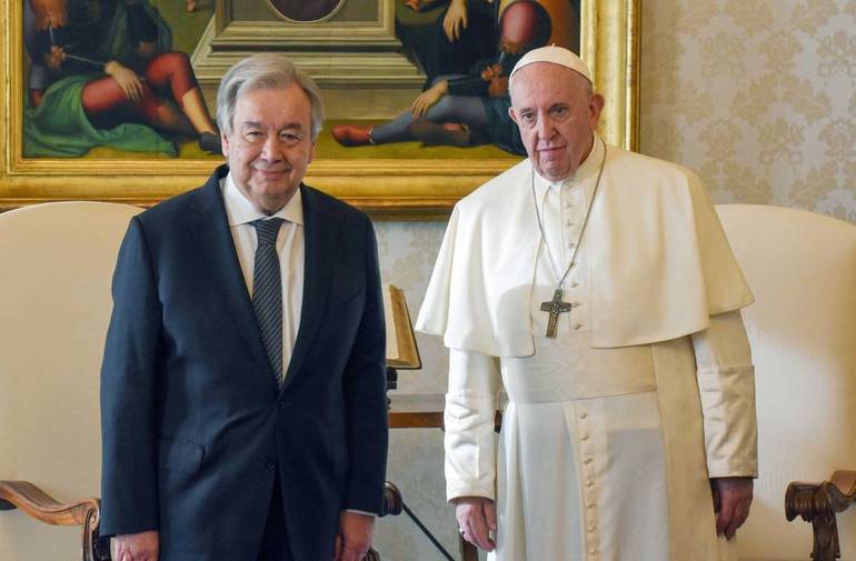 Guterres e il Papa (foto Siciliani-Gennari/SIR)