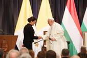 Papa Francesco e la presidente dell'Ungheria Katalin Novak