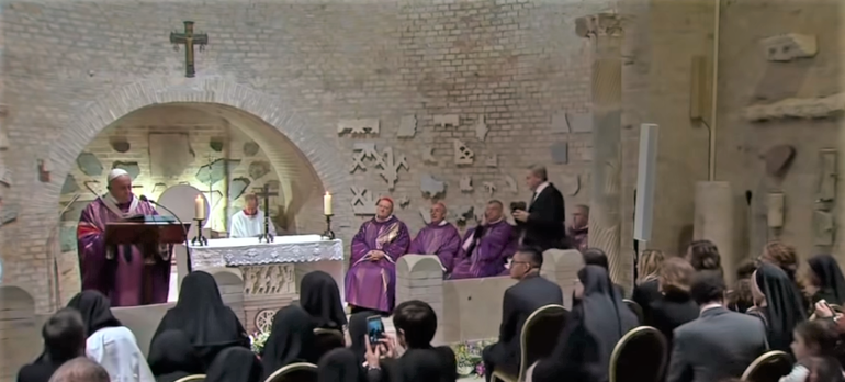 Pope Francis – Catacombs of Priscilla - Holy Mass for all the faithful departed 2019.11.02 (video frame)