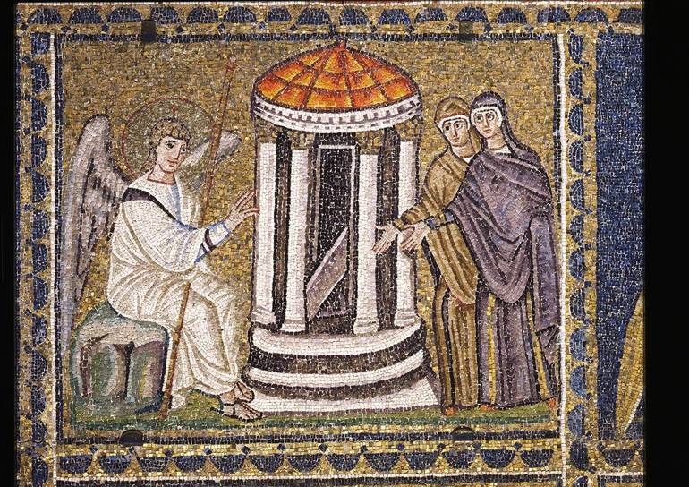 Mosaici in Sant'Apollinare Nuovo (Ravenna). Le pie donne al sepolcro