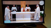 La Messa in Coena Domini di ieri sera trasmessa in diretta streaming. Foto Pier Giorgio Marini