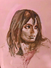 Alberto Sughi, Ritratto di Bruna (acquerello su carta)