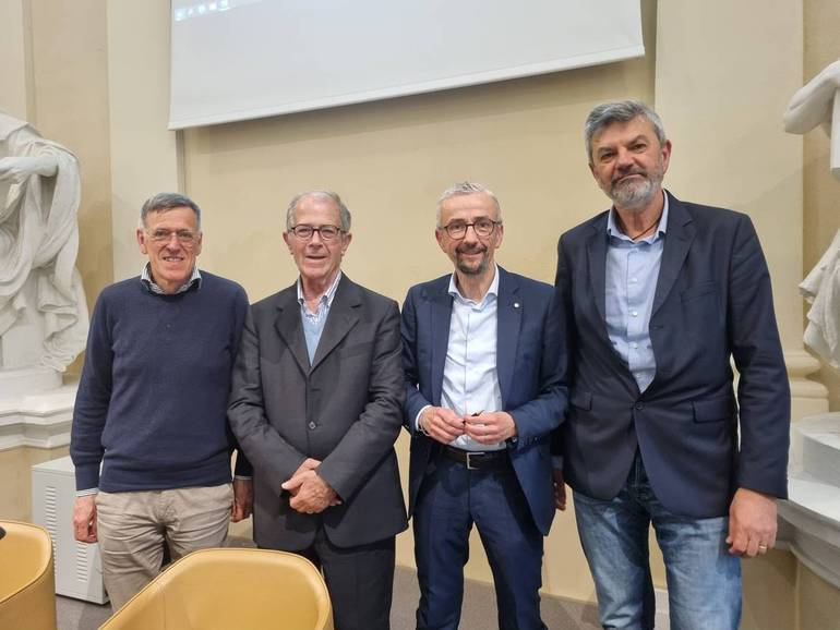 Da sinistra: Claudio Turrini, Giovanni Spinoso, Francesco Zanotti e Damiano Zoffoli (foto: Sandra e Urbano, Cesena)