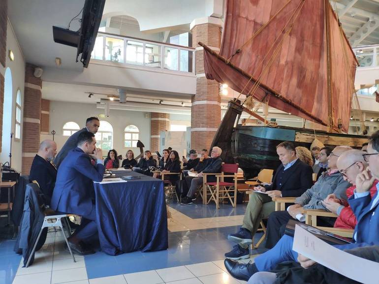 Un momento della conferenza stampa al Museo della marineria di Cesenatico