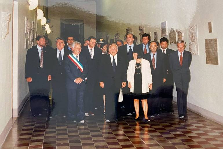 Scalfaro a Cesena nel 1997 accolto dal sindaco Preger