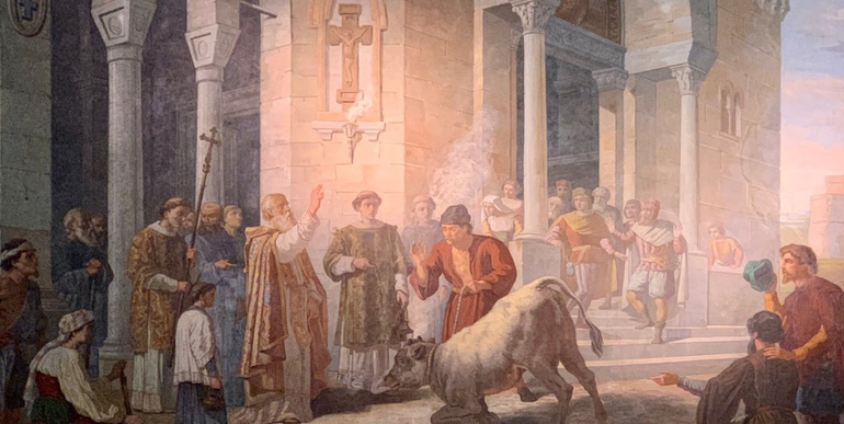 Il miracolo della vitella in un affresco al Santuario di Longiano