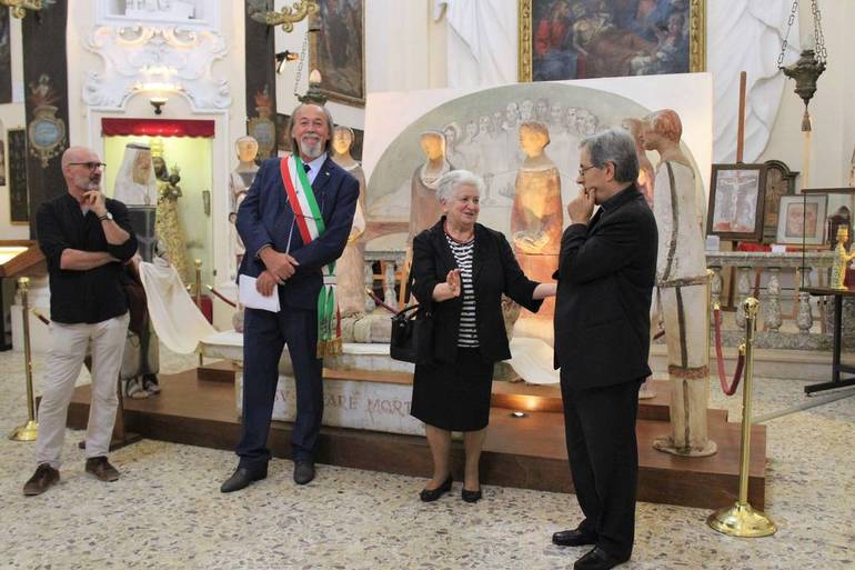 da sinistra, Massimo Pulini, Ermes Battisitini, Adele Briani Fioravanti, monsignor Douglas Regattieri
