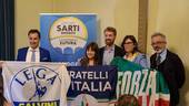 La foto della presentazione di questa mattina della coalizione di centrodestra che appoggia la candidatura a sindaco di Lorenzo Sarti