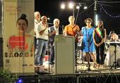 Sul palco della "Settimana longianese", i sindaci Battistini e Bisacchi, i vertici locali e regionali di Avis e la "3Monti Band" di Montiano