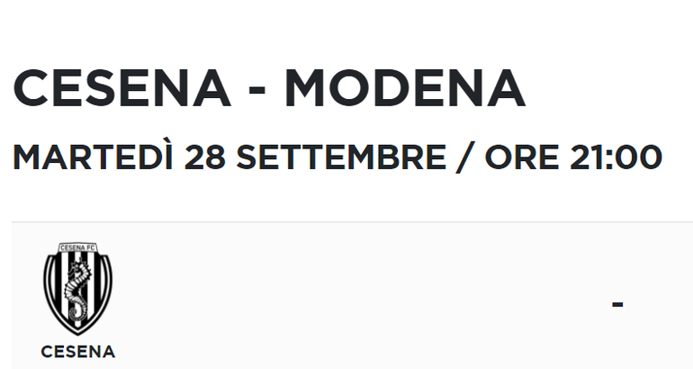 Cesena-Modena: biglietti solo in prevendita