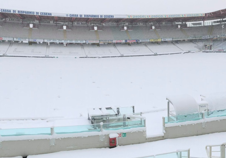 Emergenza neve. Rinviata la partita Cesena-Pro Vercelli prevista per questa sera