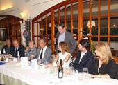 Il tavolo della presidenza di ieri sera la ristorante "Cerina" di san Vittore di Cesena (foto Mauro Armuzzi)