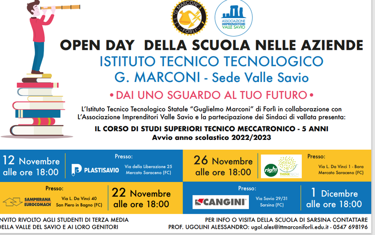 Open day per gli studenti nelle aziende della Valle del Savio