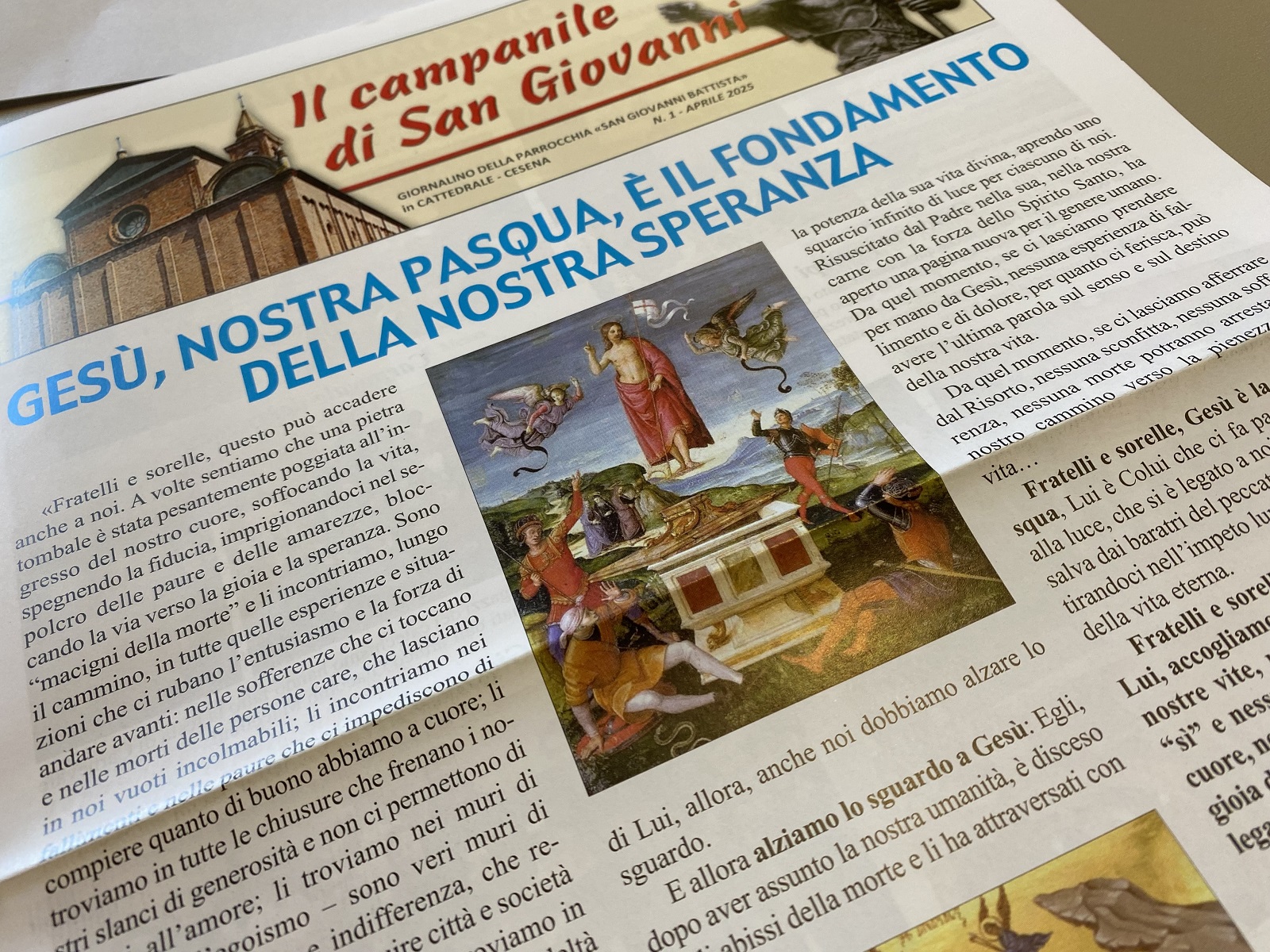 La prima pagina del giornale della parrocchia della Cattedrale, "Il campanile di San Giovanni"