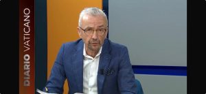 Il nostro direttore Francesco Zanotti negli studi romani di Telepace durante la registrazione della puntata zero